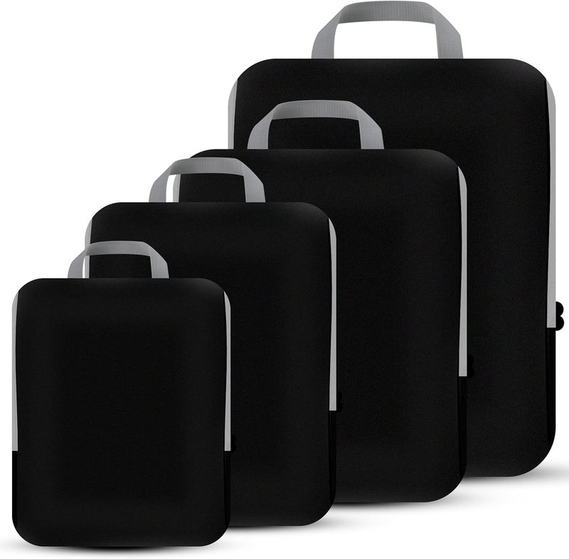PANDA JOYS 4 Set Compression Packing Cubes Travel - Travel Accessories Expandable Packing Organizers for Carry On - Essentials Luggage Bags - Black - Image 1